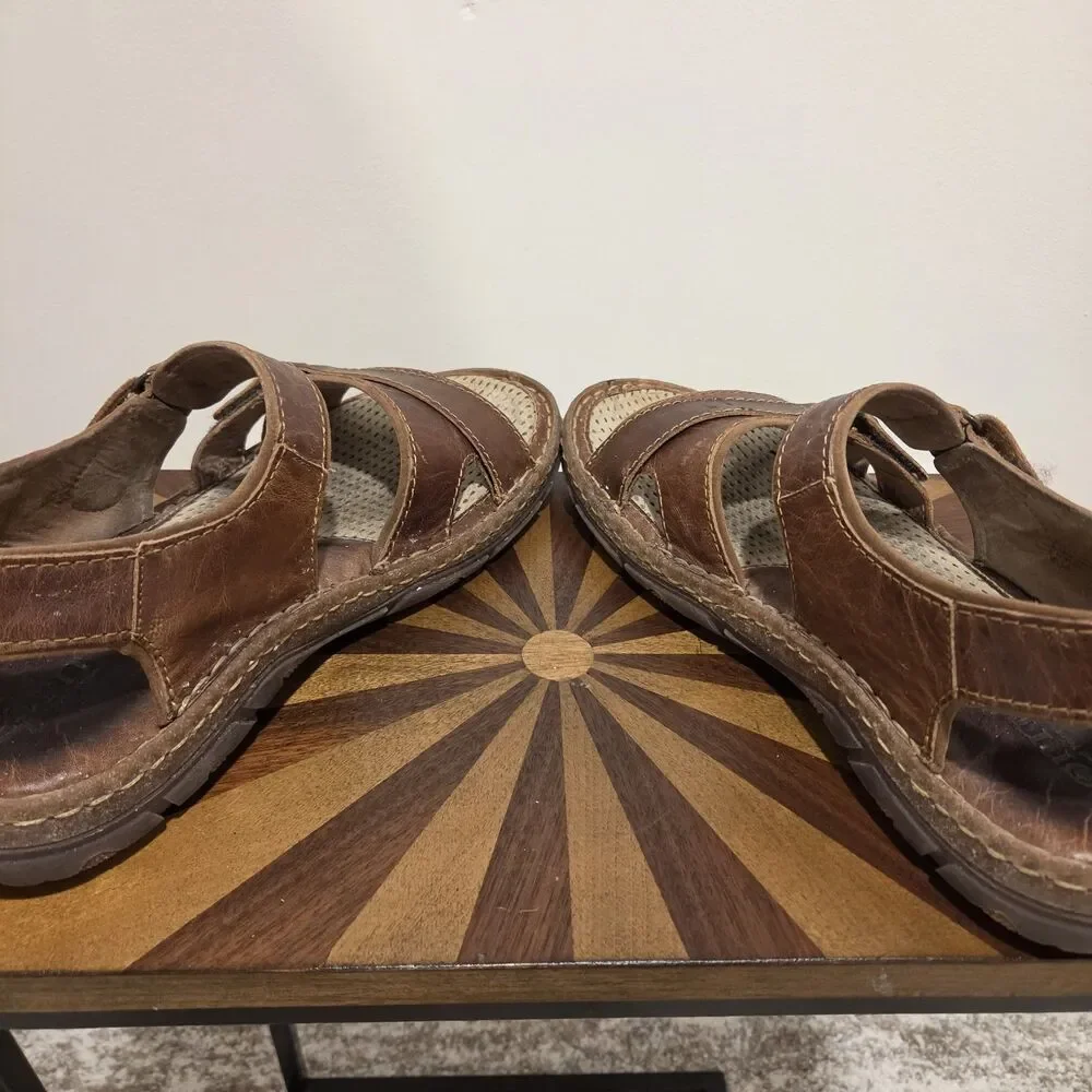 Born Custer Sandals US 11 Men Slingback Brown Leather Fisherman Dad Indie H61206